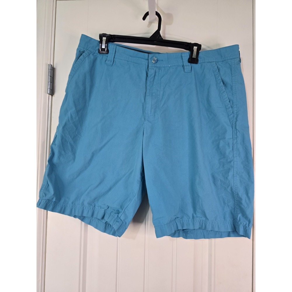 Columbia Mens Blue Cotton Chino Shorts AM4471 Size 36W 10L Outdoor Casual
